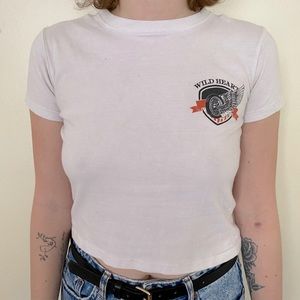 motorcycle graphic crop top